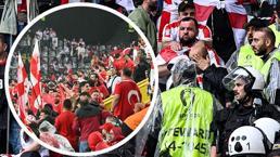 Türkiye-Gürcistan maçı öncesi tribünde gerginlik!