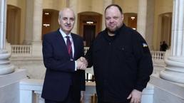 TBMM Başkanı Kurtulmuş, Ukraynalı mevkidaşı ile bir araya geldi