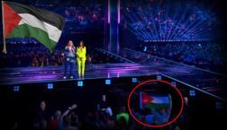 Eurovision'da Gazze desteği! İlk yarı finalinde bayraklarla dayanışma mesajı verildi