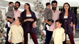 Burak Özçivit ve Fahriye Evcen çiftinden mutlu aile pozu