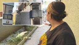 Röportaj sırasında facianın eşiğinden dönüldü: Binadan beton blok düştü