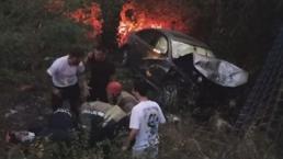 Maslak'ta korkunç kaza! 2 araç ormana uçtu: 3 yaralı
