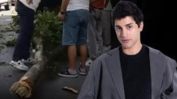 Dehşet anları ortaya çıktı! Genç oyuncu İbrahim Yıldız devrilen ağacın altında kaldı