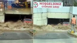 Kadıköy'de boru patladı! AVM otoparkı göle döndü