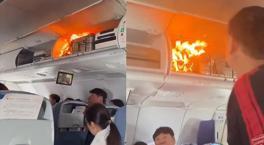 Havada dehşet anları! Bagaj alev alev yandı, uçak acil iniş yaptı