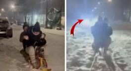 Eğlencenin sonu faciayla bitti! Kızaktan düşüp aracın altında kaldılar