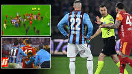 Trabzonspor-Galatasaray maçının sonunda saha karıştı! Abdülkerim Bardakcı kırmızı kart gördü