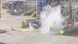 Tekirdağ'da korkunç kaza kamerada! Otoyol gişelerine çarpan otomobildeki karı-kocayı ölüm ayırdı