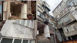 Şişli'de bina duvarı gürültüyle çöktü! 'Deprem oldu zannettik'