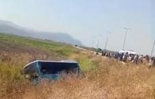 Halk otobüsü tarlaya uçtu: 1 yaralı