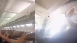 Yolcu uçağında korkunç anlar kamerada! Kabinin tavanı böyle çöktü