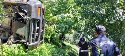 Rize'de şarampole yuvarlanan kamyonetin sürücüsü yaralandı