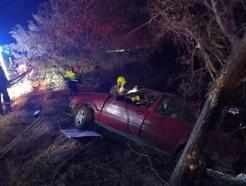 Balıkesir'de lastiği patlayan otomobil ağaçlığa girdi: 2 yaralı