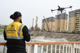 Samsun Büyükşehir’den derelerde drone ile ilaçlama çalışması