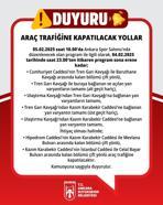 Ankara'da bazı yollar trafiğe kapatılacak