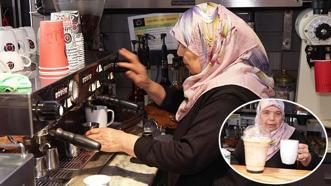 Fatih'te görenler gözlerine inanamıyor! 70 yaşındaki 'Barista teyze' gençlerin ilgi odağı oldu