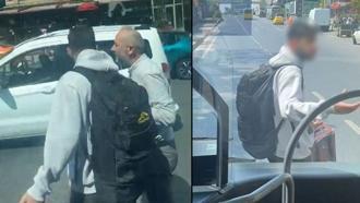 Yolun ortasında otobüse binmek isteyen yolcu ortalığı birbirine kattı