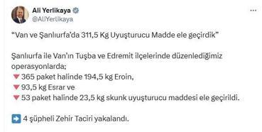 Van ve Şanlıurfa'da narkotik operasyonlarında 4 gözaltı