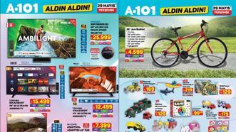 29 MAYIS A101 AKTÜEL KATALOĞU! A101 Aldın Aldın 29 Mayıs Perşembe aktüel kataloğunda bu hafta hangi ürünler var? TV, 26 Jant Bisiklet, Termosifon, 125 cc Benzinli Motosiklet...
