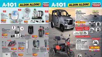 YARIN RAFLARDA SATIŞTA! A101 Aldın Aldın 26 Haziran Perşembe aktüel kataloğunda hangi ürünler satışta olacak? Dondurma Makinesi, Şarjlı Masaüstü Vantilatör, Türk Kahvesi Makinesi...