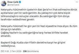 AK Parti'li Çelik: Batı Şeria'nın ilhakı açıklamaları yeni bir saldırganlıktır