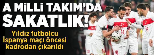 A Milli Takım'da sakatlık şoku! Yıldız futbolcu kadrodan çıkarıldı