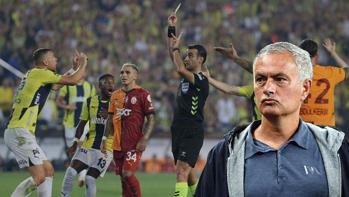 Fenerbahçe-Galatasaray derbisinde 'kırmızı kart' tepkisi! Jose Mourinho kenarda çıldırdı