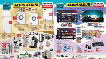 İNDİRİMLİ A101 ALDIN ALDIN AKTÜEL KATALOĞU 🎈 A101 Aldın Aldın 28 Kasım Perşembe aktüel kataloğunda hangi ürünler satışta olacak Dikiş Makinesi, Stand Mikser, Koltuk ve Halı Yıkama Makinesi, Seramik Tabanlı Ütü...