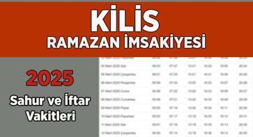 DİYANET KİLİS İMSAKİYE 2025 | İftar Vakti, Sahur Saati Kilis: İmsakiye 2025 Kilis oruç kaçta açılacak, imsak kaçta başlıyor