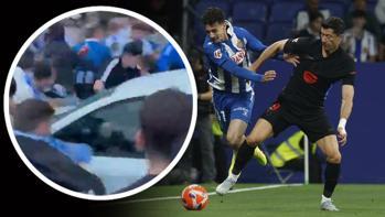 Espanyol - Barcelona maçında büyük skandal! Arabayla taraftarları ezdi