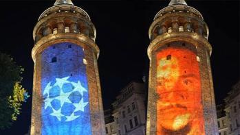 Galatasaray'dan Galata Kulesi'nde Şampiyonlar Ligi ve Leroy Sane'li görsel şov! Gizemli yüz