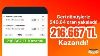 Geri dönüşlerle 540.64 oran yakaladı Misli’de 216.667 TL kazandı…