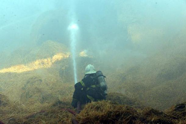 Kahramanmaraş'ta çiftliğin saman deposunda yangın