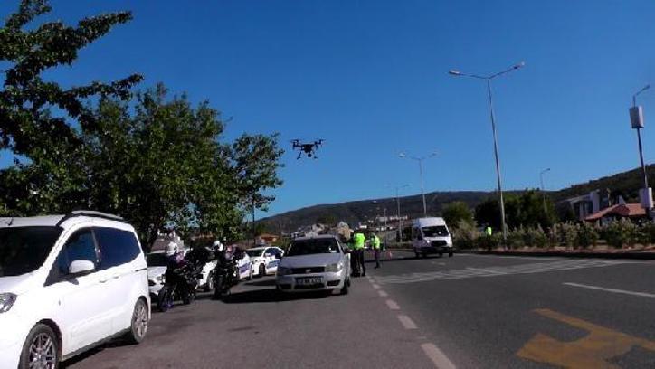 Muğla'da, trafik ekiplerinden drone destekli denetim