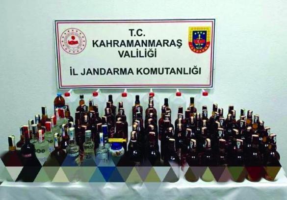 Kahramanmaraş'ta 102 şişe kaçak içki ele geçirildi