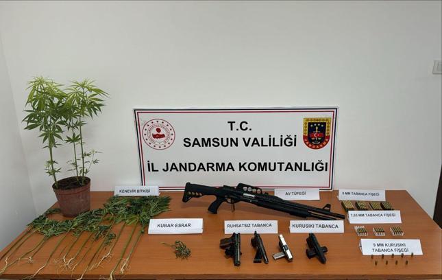 Samsun’da uyuşturucu, silah ve mühimmat ele geçirildi