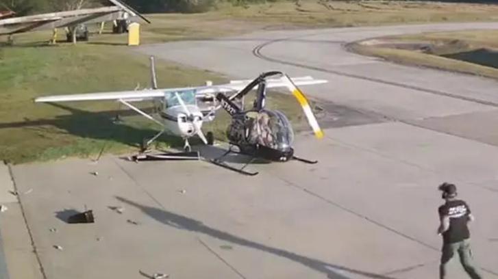 ABD'de helikopter uçağa çarptı, pilot mucize eseri kurtuldu