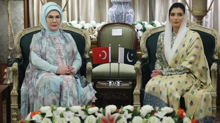 Emine Erdoğan, Pakistan Cumhurbaşkanı Zerdari'nin kızı Asıfa Butto ile görüştü