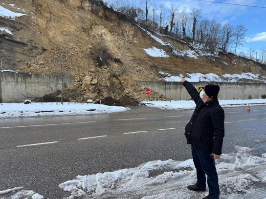 Ordu'da heyelan; o anlar kamerada