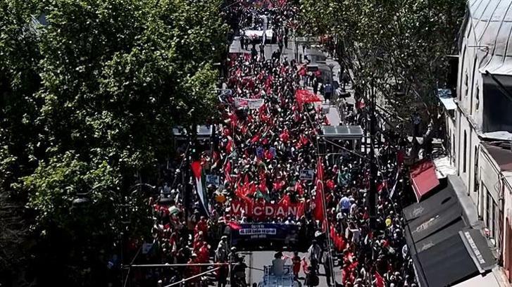 İHH'nin İstanbul'da düzenlediği Gazze'ye destek yürüyüşü sona erdi