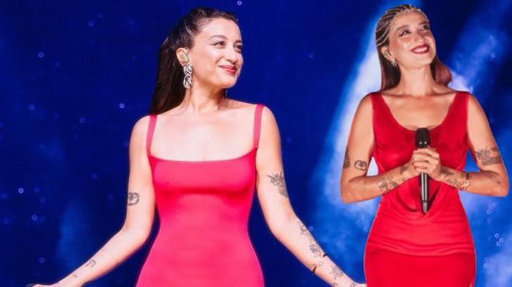 Melike Şahin'in iddialı tarzı! Derin dekolteli kırmızı elbisesiyle göz kamaştırdı