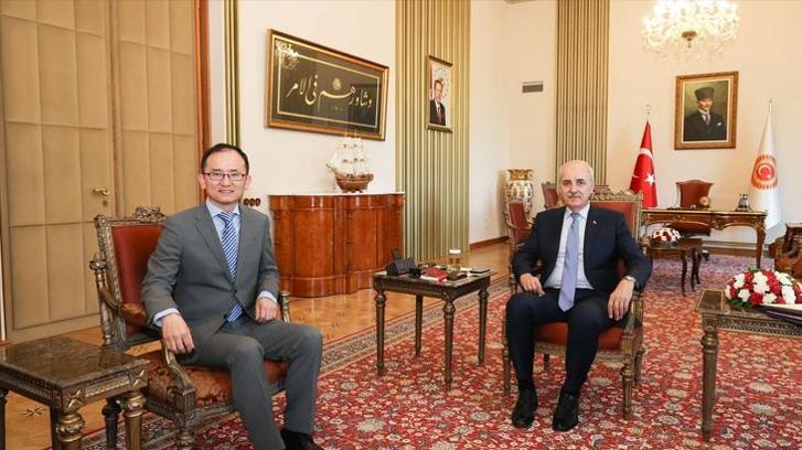 TBMM Başkanı Kurtulmuş, Çin'in Ankara Büyükelçisi Xuebin'i kabul etti