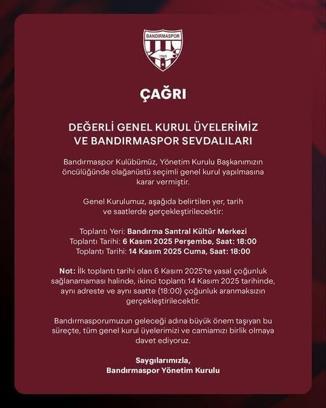 Bandırmaspor’da olağanüstü genel kurul kararı
