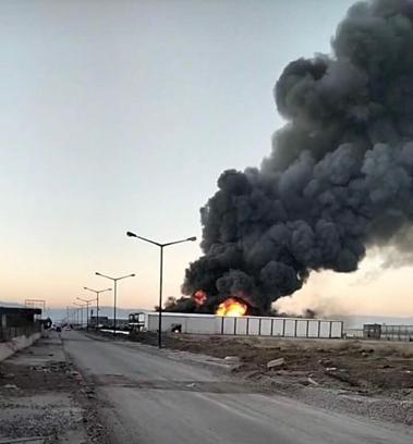 Denizli'de filtre sistemi üretilen fabrikada yangın