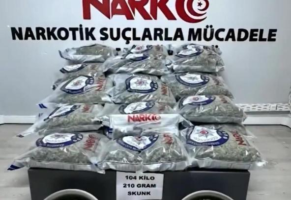 Kayseri’de 104 kilo uyuşturucu ele geçirildi
