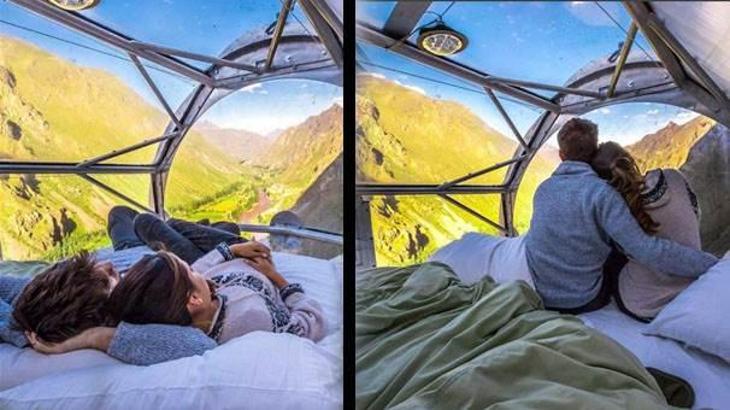 Peru'da uçurum kenarındaki Skylodge odaları tatil anlayışını değiştiriyor