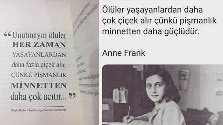 Nilgün Bodur'un kitabında Anne Frank'in güncesinden alıntı mı var?