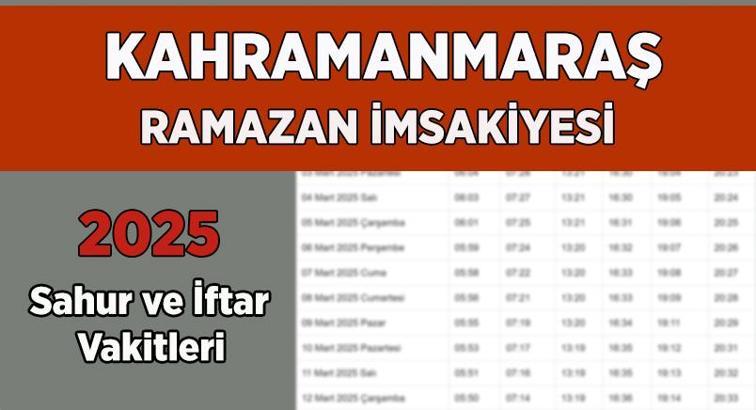 DİYANET KAHRAMANMARAŞ İMSAKİYE 2025 | İftar Vakti, Sahur Saati Kahramanmaraş: İmsakiye 2025 Kahramanmaraş oruç kaçta açılacak, imsak kaçta başlıyor?