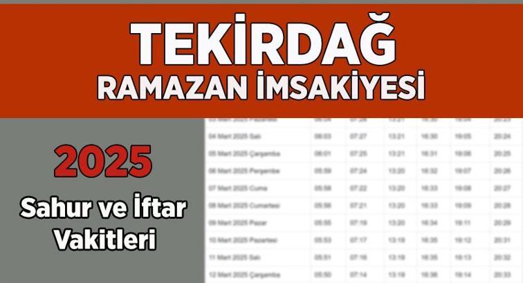 DİYANET TEKİRDAĞ İMSAKİYE 2025 | İftar Vakti, Sahur Saati Tekirdağ: İmsakiye 2025 Tekirdağ oruç kaçta açılacak, imsak kaçta başlıyor?