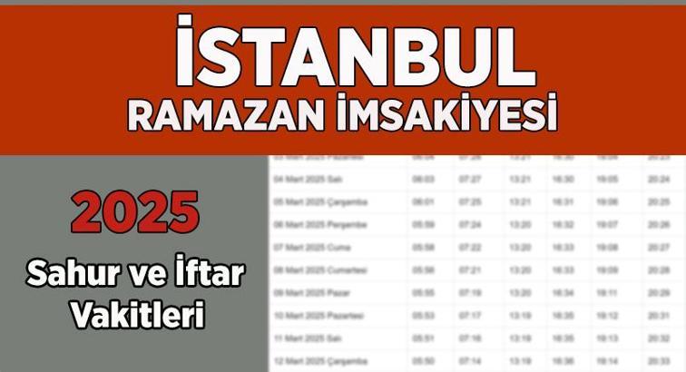 İSTANBUL İMSAKİYE 2025 | İstanbul İftar Vakti Ve İmsak Saati: Bugün iftar saat kaçta? 3 Mart iftar saat kaçta? Diyanet Ramazan imsakiye takvimi